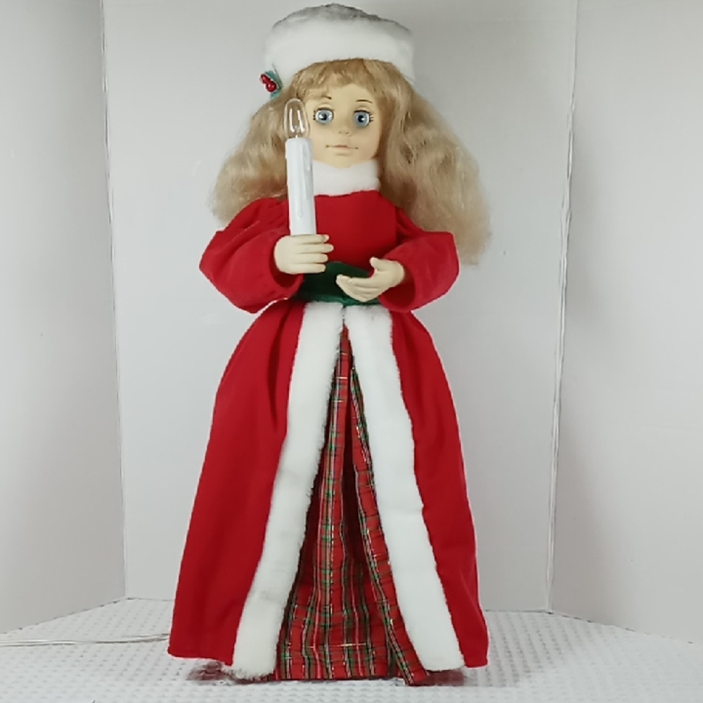 Vintage 24" Animated Christmas Caroler Little Girl With Lighted Candle